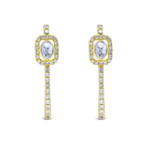 Polki Uncut Diamond Slim Geometric Hoop Earrings