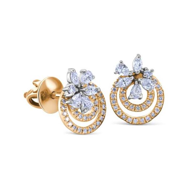 Diamond Floral Cluster Eternity Halo Stud Earrings 18k Rose Gold