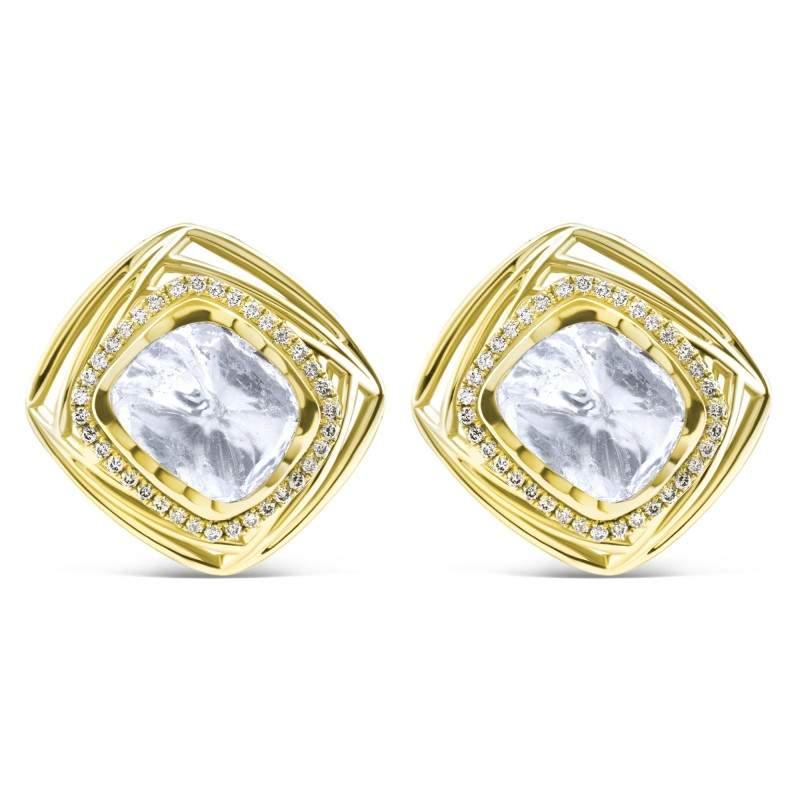 Polki Uncut Diamond Halo Wire Basket Stud Earrings